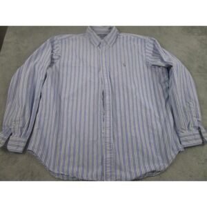 Ralph Lauren Shirt Mens XXL Blue Striped Classic Fit Business Casual Long Sleeve